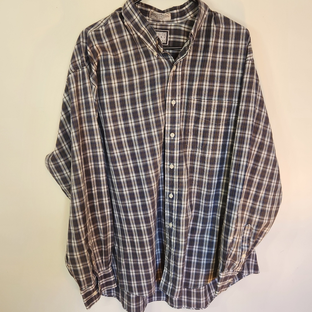Vintage Windsor Shirt Company Gray and White Casual Button Down Shirt Men's XXL